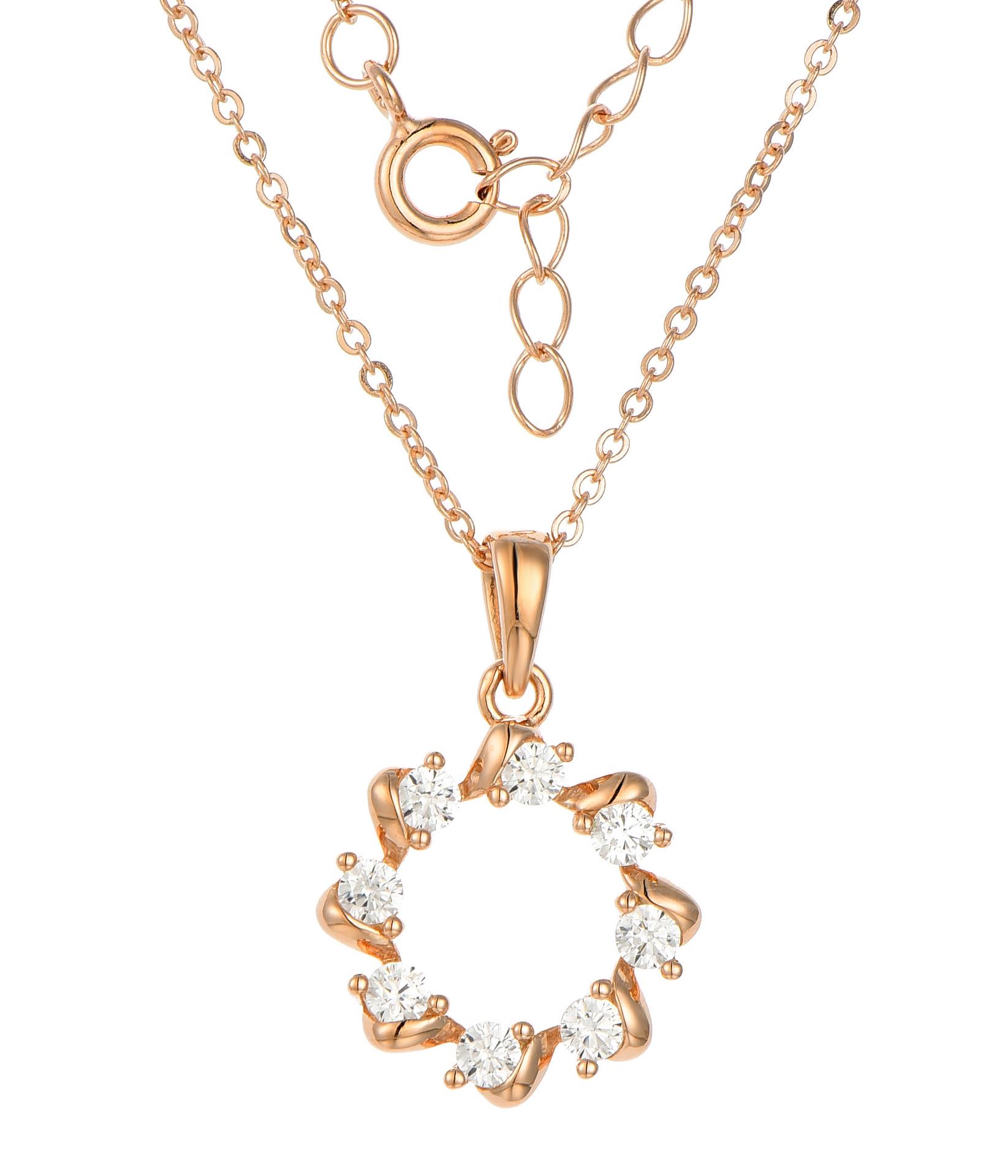 18k Gold Plated Silver Flower Wreath Zirconia Necklace for Women S925 Silver