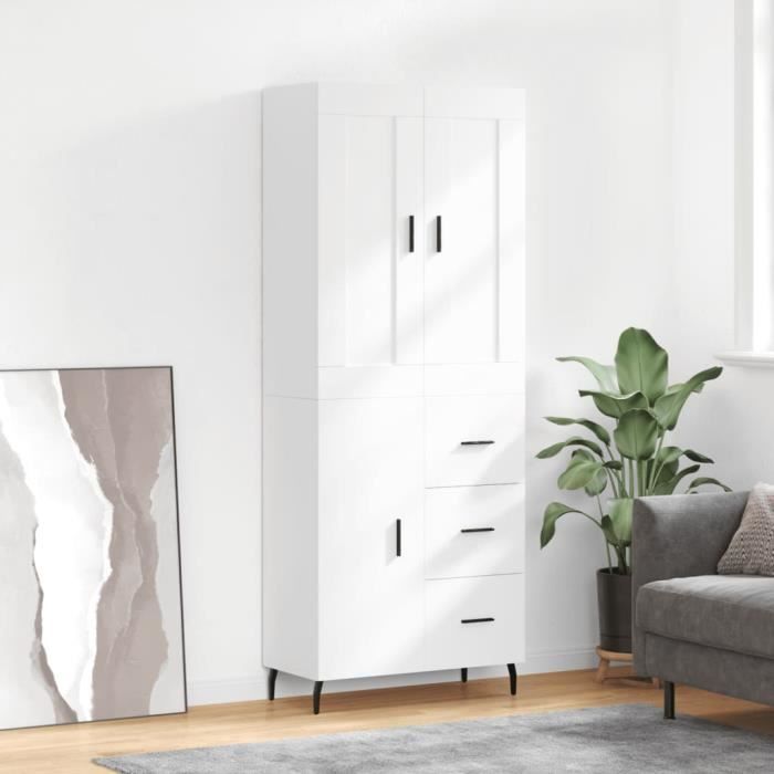 VidaXL Buffet haut Blanc 69,5x34x180 cm Bois d'ingénierie 3199825