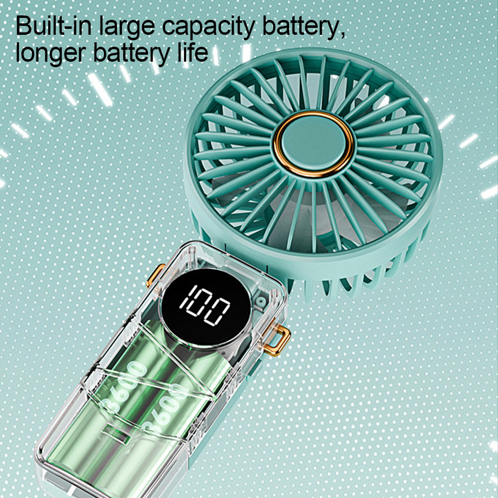 2024 New Fan Portable Handheld Fold Office Desktop Multifunctional Folding Double Battery 3600mAh Electric Fan with Neck Lanyard