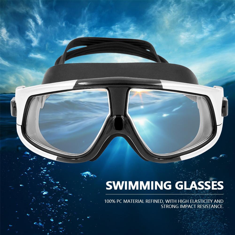 WHALE Professional Adults Electroplating Anti Fog Swimming Glasses (Silver   Black)
