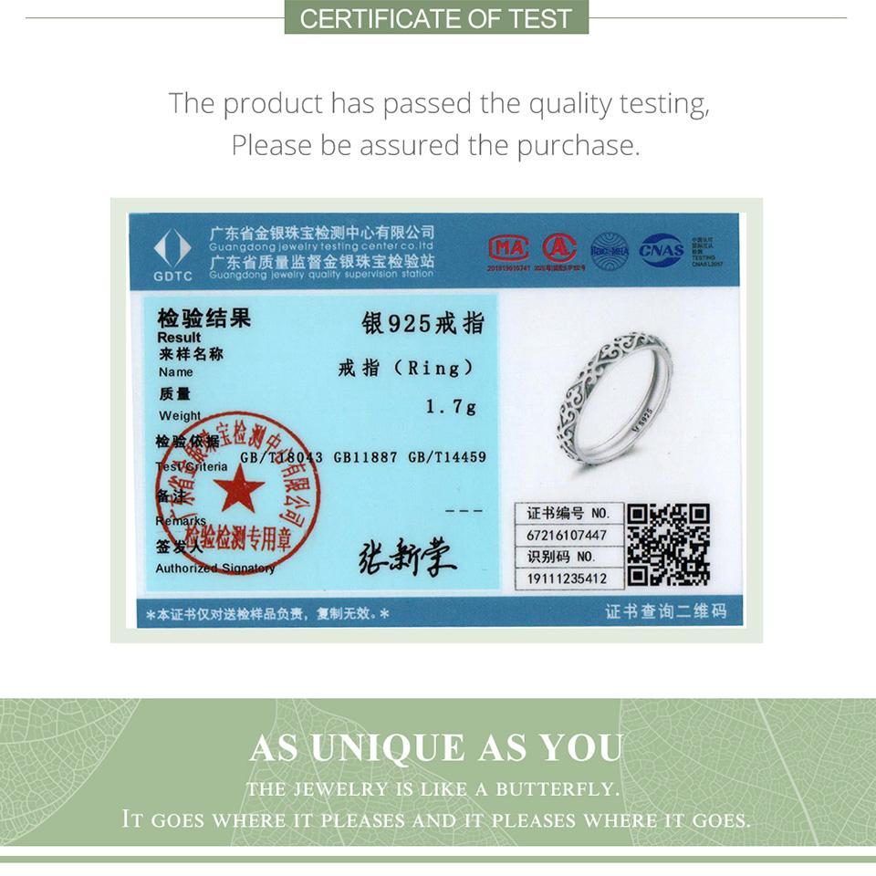 BAMOER Stříbrný 925 Vintage Reliéfní Kroužek s Vzorcem Vinné Lozy pro Ženy, Stohovatelný Gravírovaný Kroužek s Iridií Minimalistický Denní Dárek