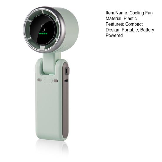 Personal Cooling Fan Digital Display Strong Airflow Low Noise Hand-held Folding High-speed Turbo Fan Hanging Neck Fan