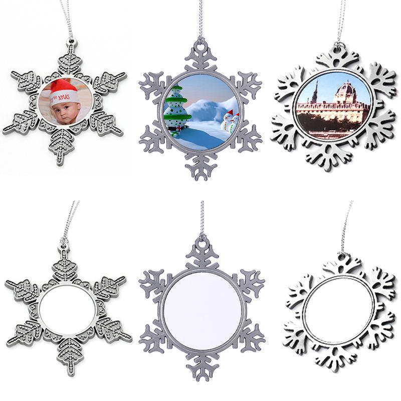 3 Styles Personalised Picture Snowflake Pendant Christmas Winter Theme Metal Pendant for Home Xmas Party DIY Craft Decorations