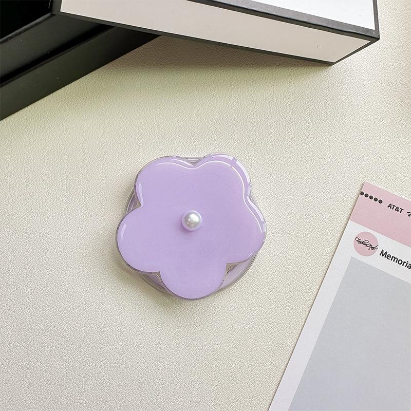 Pearl Flower Magnetic Mobile Phone Airbag Bracket Paste Creative Ring Simple Desktop Telescopic Support Frame Folding