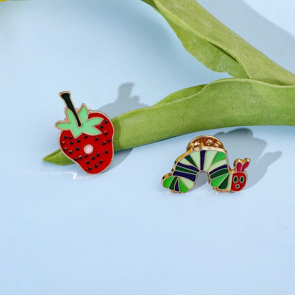 Take a Bite Strawberry Brooches Fruit Lapel Pins Clothing Accessories Metal Badge Bags
