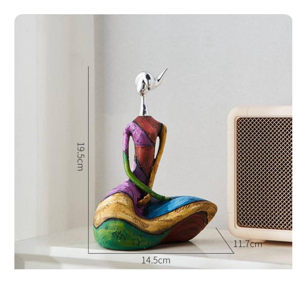Meditation Figurine Artistic Female Multicolored for Shelf