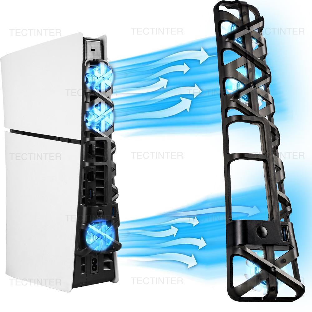 For PS5 Slim Cooling Fans Cooling Fan for Playstation 5 Slim Disc Edition/Digital with USB 3.0 Port for PS5 Accessories