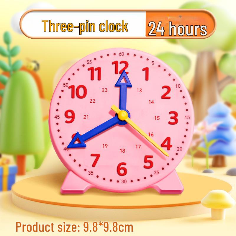 Second Grade Clock Model: Teaching Aids for Kids To Learn Time - 3-Pin Math Learning Toy