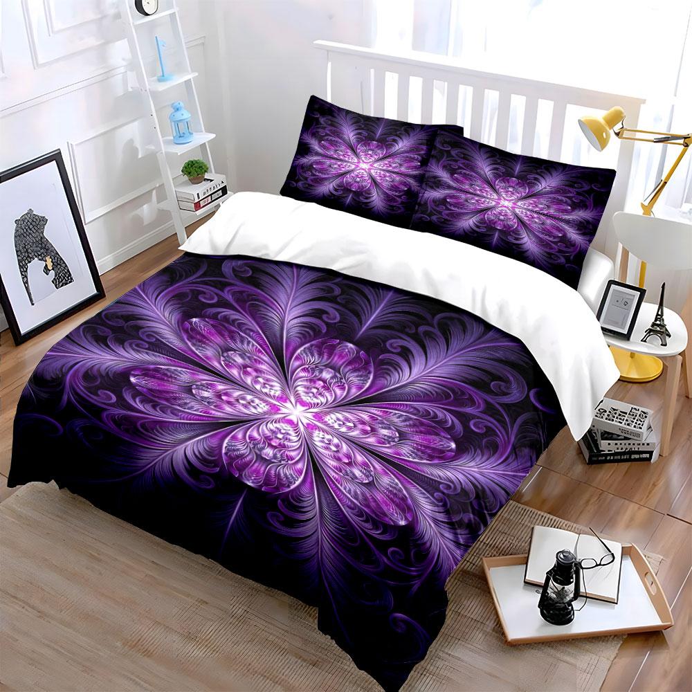 Purple floral abstract design. Bedding sets Duvet cover sets Duvet covers Pillowcases(1 * Duvet Cover 2 * Pillowcases without duvet insert)