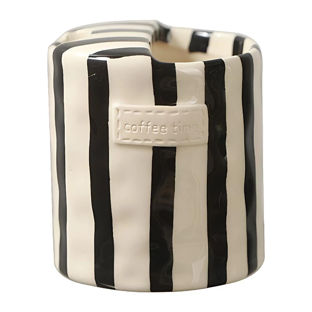 Hand-Painted Striped Ceramic Coffee Mug Novelty Porcelain Tea Cup Gift Espresso Cup  Home Breakfast