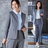 Pantsuit Collarless Tailored Tapered Business Suit GRAY Women's Set, Jacket, Washable, Odor-Eliminating Tape, Pants, (M, [Collarless Type] (02))