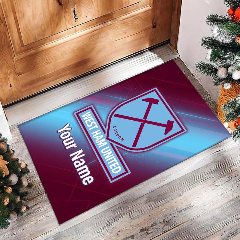 West Ham United FC Printed Crystal Velvet Rug Non‑Slip Crystal Velvet Carpet For Sofa Bedroom Indoor Home Decoration