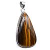 Tiger Eye Natural Gemstone Antique Silver Plated Pendant 2.5" J 1074