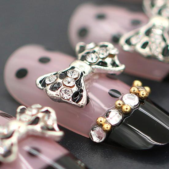 10Pcs 3D Glitters Rhinestone Alloy Bowknot DIY Decal Nail Art Tips Stickers