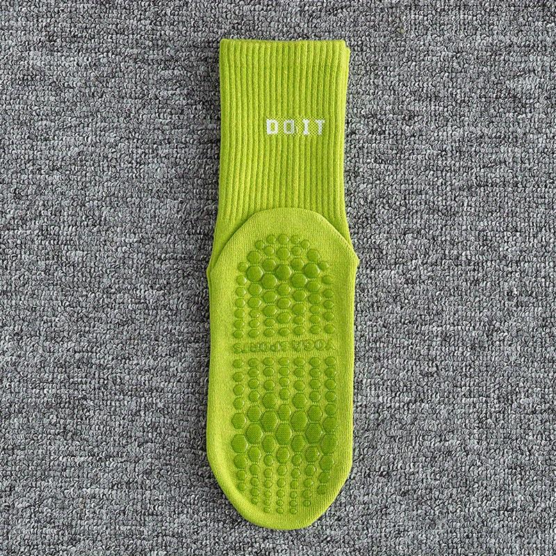 Atmungsaktive Yogasocken aus Baumwolle bis zur Mitte der Wade, einfarbig, gestreift, rutschfeste Sportsocken, Pilatessocken, Tanz-Fitness-Trainingssocken