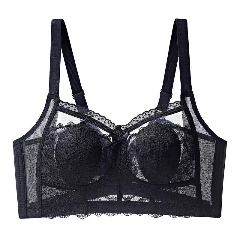 

Ультратонкий кружевной бюстгальтер, сексуальные бюстгальтеры для женщин, дышащий беспроводной бюстгальтер без косточек, мягкий минимайзер, бюстгальтер Femme, летнее интимное белье 40C чёрный
