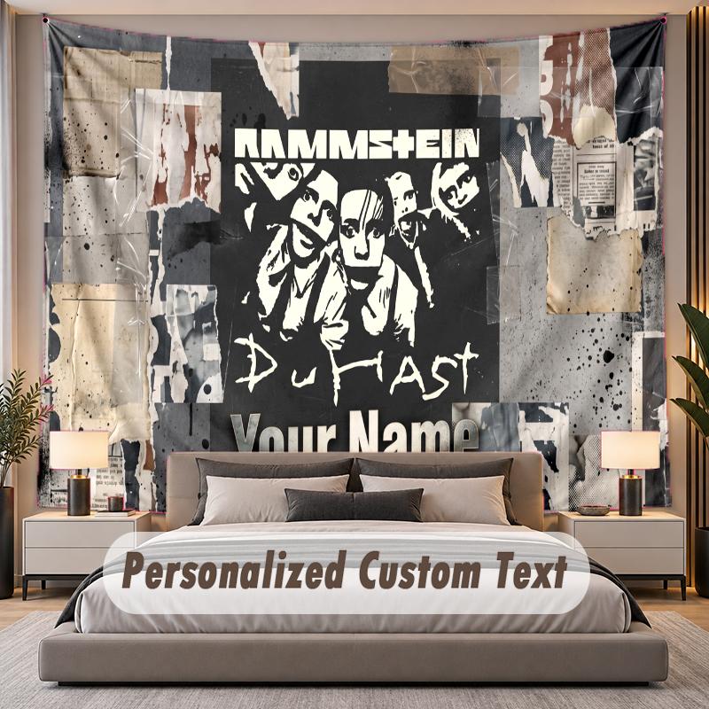 Custom Name Text Tapestry Rammstein Personalized Polyester Wall Tapestry For Bedroom And Room