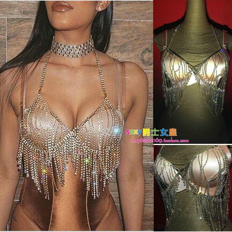 

Golden European and American Sexy Nightclub Women Singer Stage Wear Gold All yards