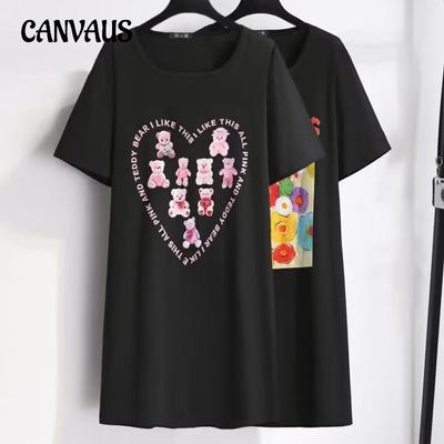 T-shirt a mezza lunghezza Abiti larghi da donna Camicia taglie forti Abito T-shirt a maniche corte