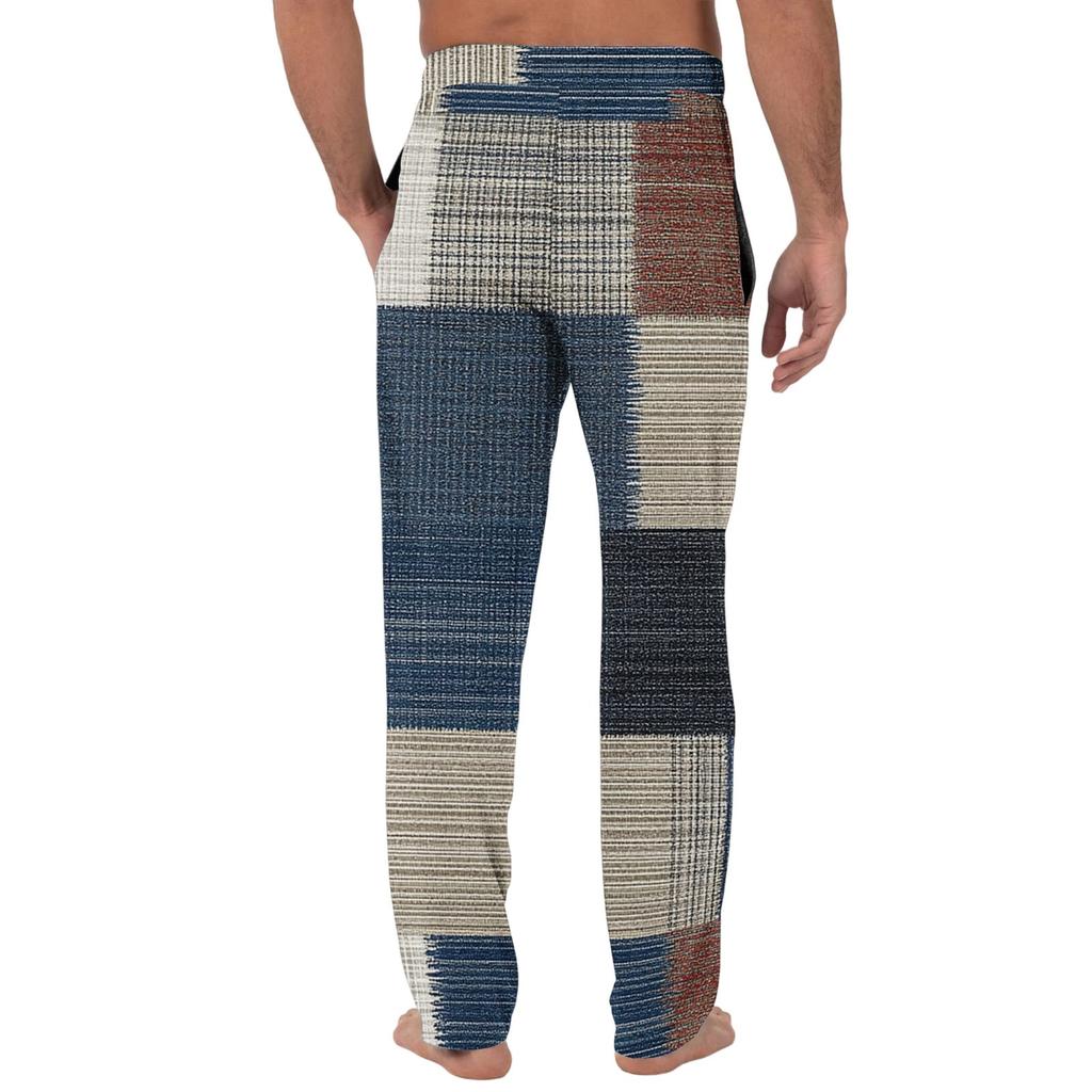 Herren Freizeit Pyjamahose mit Taschen | Einfarbig Gestreift Kariert Bedruckt Lockerer Schnitt Elastischer Bund für Zuhause