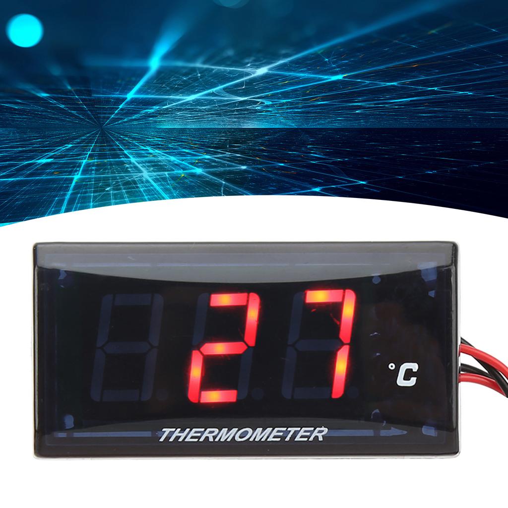 Motorcycle Digital Water Temperature Gauge Thin 12V LCD With 22mm Sensor Adapter for Most Motorbikes