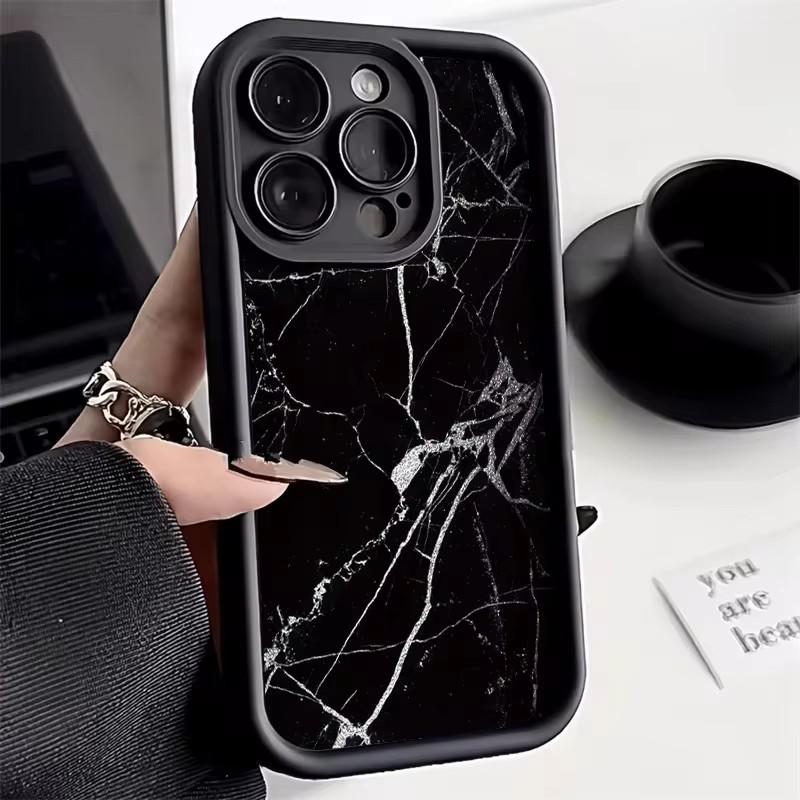 Phone Case For iPhone 17 16 15 14 Pro Max Plus 13 12 11 Pro XR X XS 7 8 Plus SE2 17Air Oil Painting Gold Marble Shockproof Cover