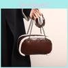 Fashionable Plush Trim Shoulder Bag For Women Trendy Pu Leather Chain Crossbody