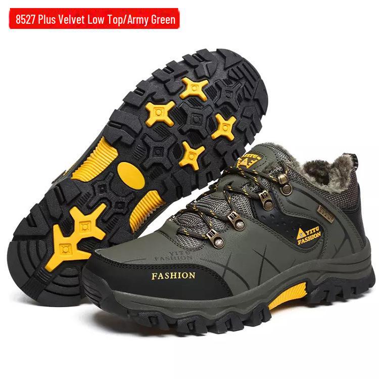 Męskie wysokie buty do biegania i wędrówek na świeżym powietrzu - jesienno-zimowe, ciepłe, aksamitne, modne trampki