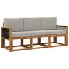 Outdoor Sofa Set with Cushions 3 Pcs Natural and Light Grey