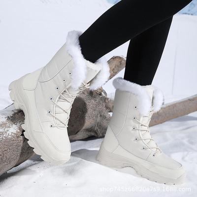 Damen High-Top Rutschfeste Schneestiefel mit Samtfutter und Kälteisolierung
