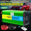 8000 Watt (Peak) 12V To 230V 4000 Watt Rated Pure Sine Wave Power Inverter European/Universal for Camping, Home Off-Grid Solar Systems