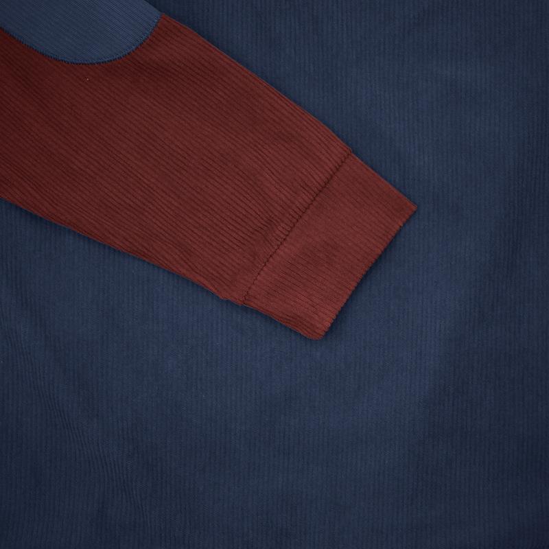 Men's Corduroy Color Block Stand Collar Hoodie - Casual Long Sleeve Top for Spring and Autumn