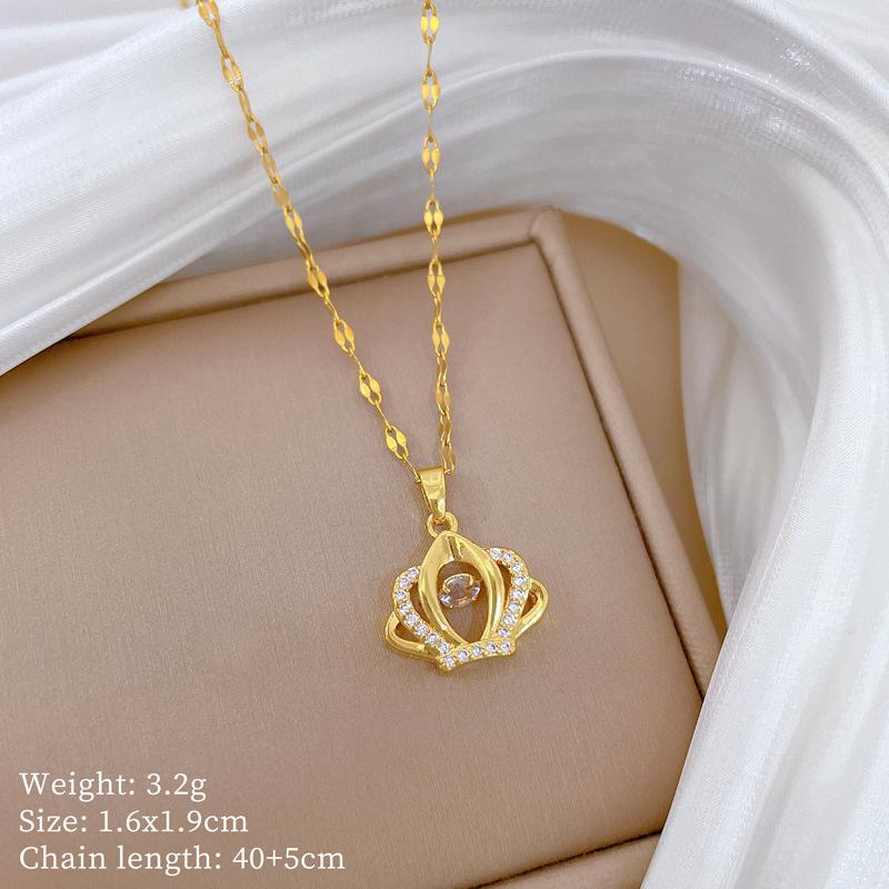 Copper Micro-Inlaid Cross Fashionable Light Luxury Temperament Gorgeous Full Diamond Necklace Female Versatile Collarbone Chain Titanium Steel
