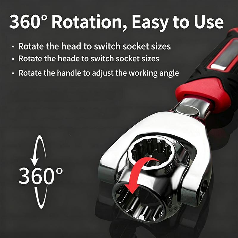 52 In 1 Multi-Functional Socket Works Universal Ratchet Wrench 360 Degree Multipurpose Non-Slip Handle Manual Tool