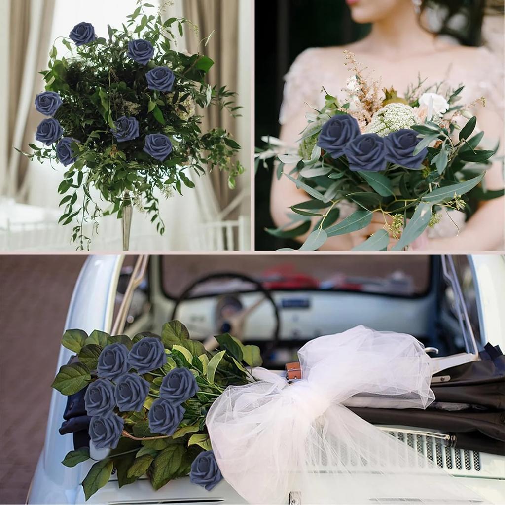 Artificial Flowers Navy Blue Roses 0PCS Real Looking Foam Fake Roses