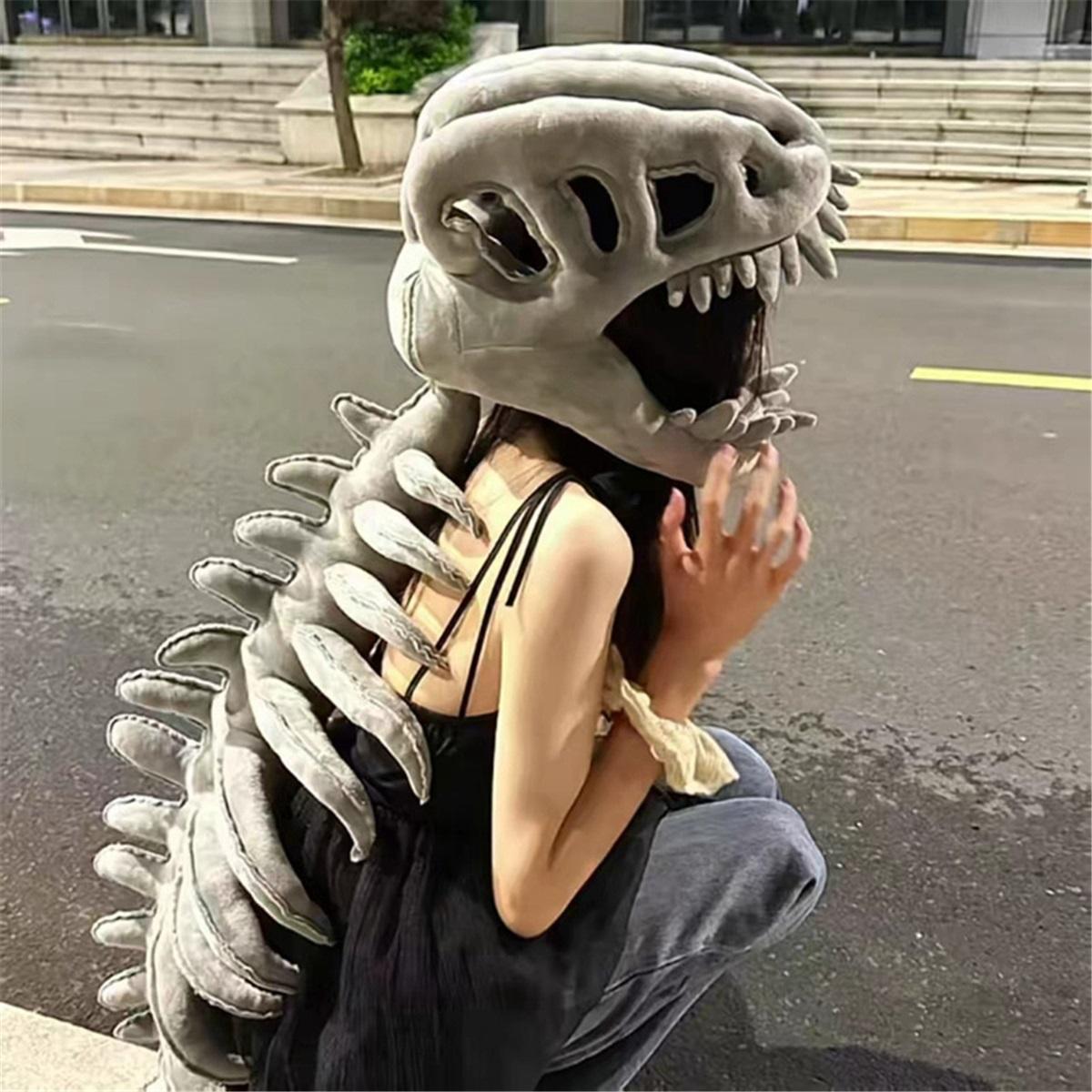 

Realistic Dinosaur Skeleton Costume Set Funny Headgear Cosply Dress Up Clothing Plush Toys Creative Gifts Dinosaur skeleton-80cm