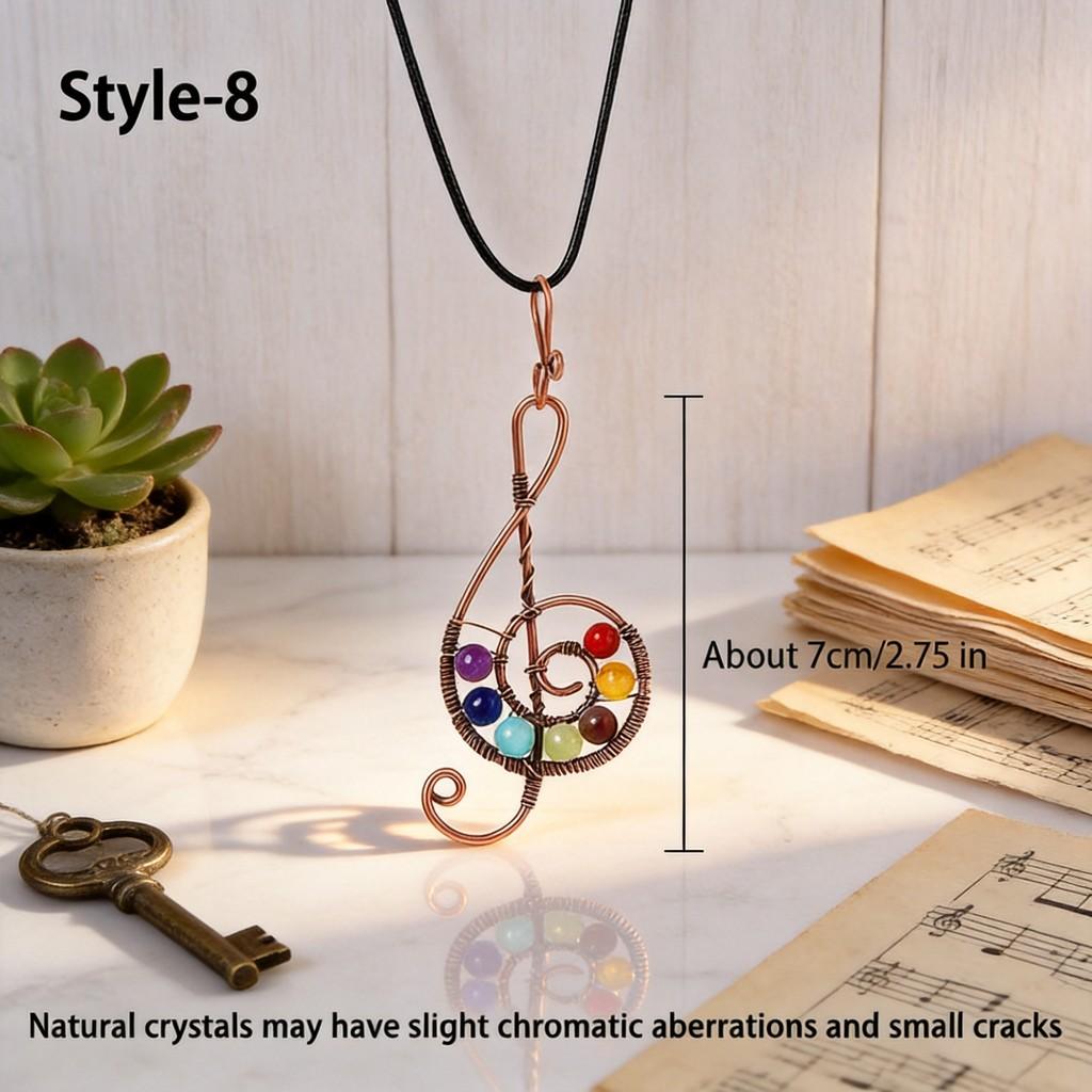 Crystal Heart Shape Pendant With Music Note And Lifeline Tree Design For Fashion Jewelry Enthusiasts