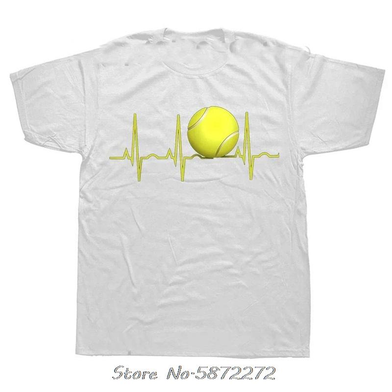 Tennis Heartbeat T Shirts Summer Style Cotton Streetwear Tennis Player Teacher Gifts Tshirt Unisex Cotton Tshirt Unisex Clothing S