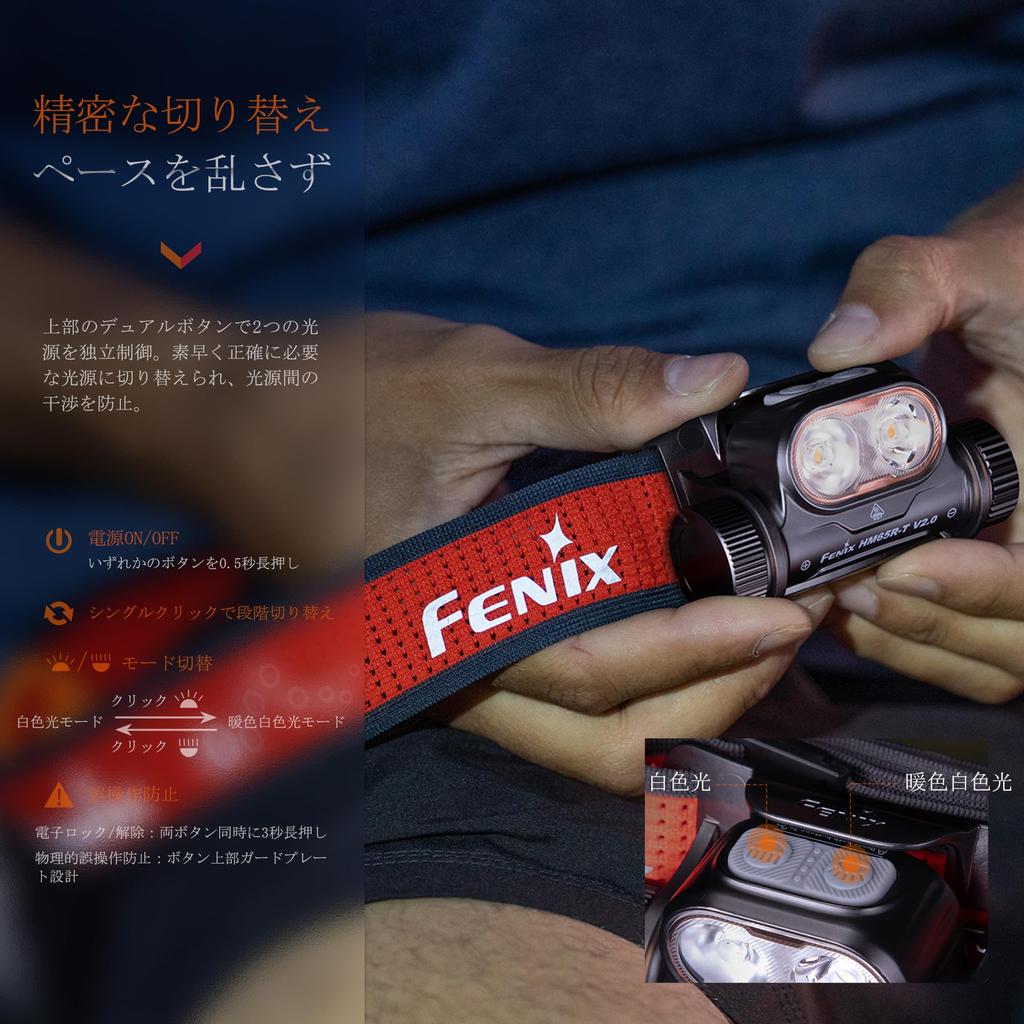 Fenix Rechargeable LED 1600 3400mAh IP68 Waterproof and 170 Meter Dual Light for Emergency and Power Headlamp Black Headlight HM65R-T V2.0 (Black)-R1