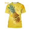 Pineapple Short Sleeved Funny Summer Round Neck Comfortable Fashionable Oversized Breathable Casual Men's Women's T-shirt