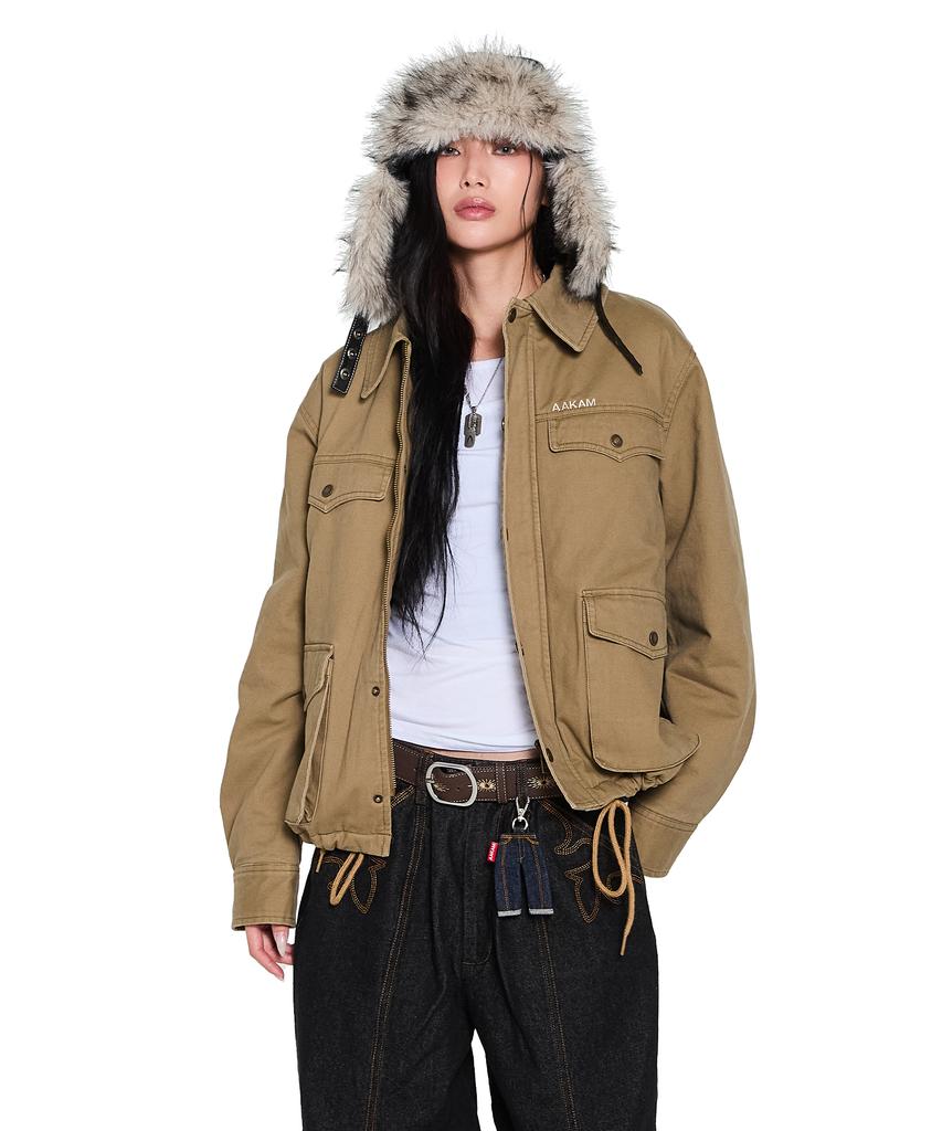 Aakam 4-Pocket Collar Work Jacket (Beige)