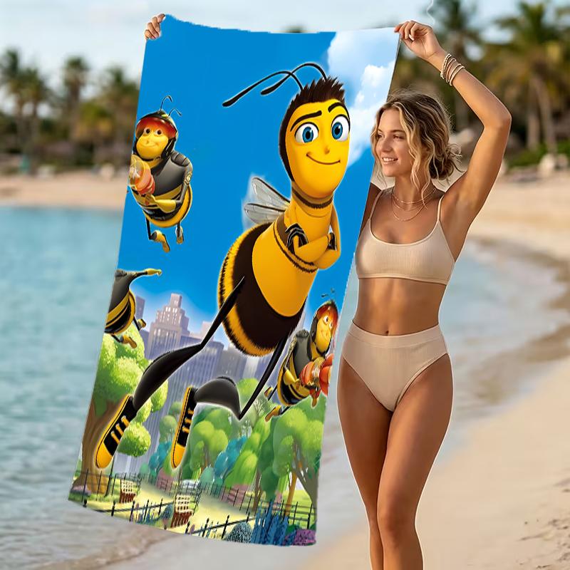 Beach Towel with Bee Movie Pattern - soft,absorbent,machine washable Lightweight&Modern,swimming,Travel Essentials