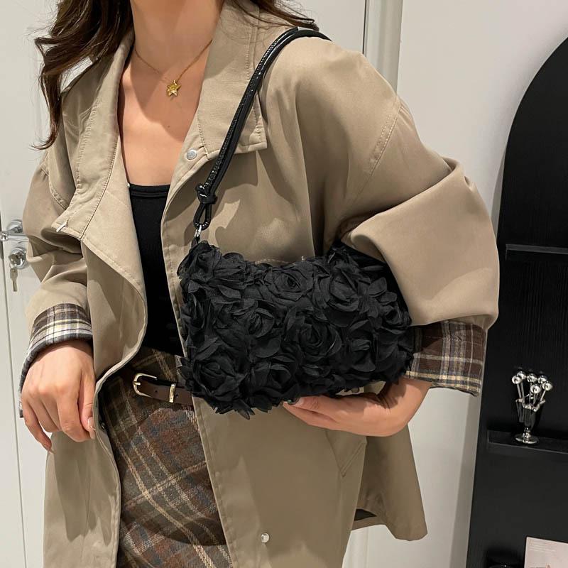2025 Süße Blume Koreanischer Stil Schulterhandtasche - Frisch & Schlicht Lässiges Achseldesign für Herbst/Winter