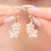 Luxury Female White Zircon Stone Flower Hoop Earrings Vintage  Gold Color Wedding Jewelry For Women