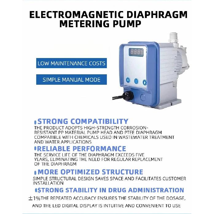 Metering Dosing Pump 1-7bar Micro-acid Electromagnetic Diaphragm Pump Water Treatment Liquid Micro-acid Chemical Chlorine