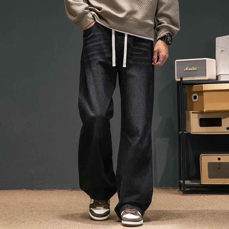 NASA NOAH Men's Curved Wide-Leg Casual Jeans