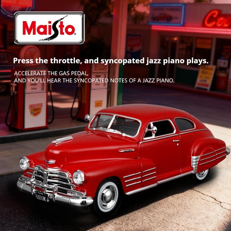Maisto 1948 Chevrolet Fleetline Aerosedan Diecast Modell 1:Maßstab 24 Klassisches Vintage-Auto Hellgrün Retro Sammlerstück Ausstellungsspielzeug