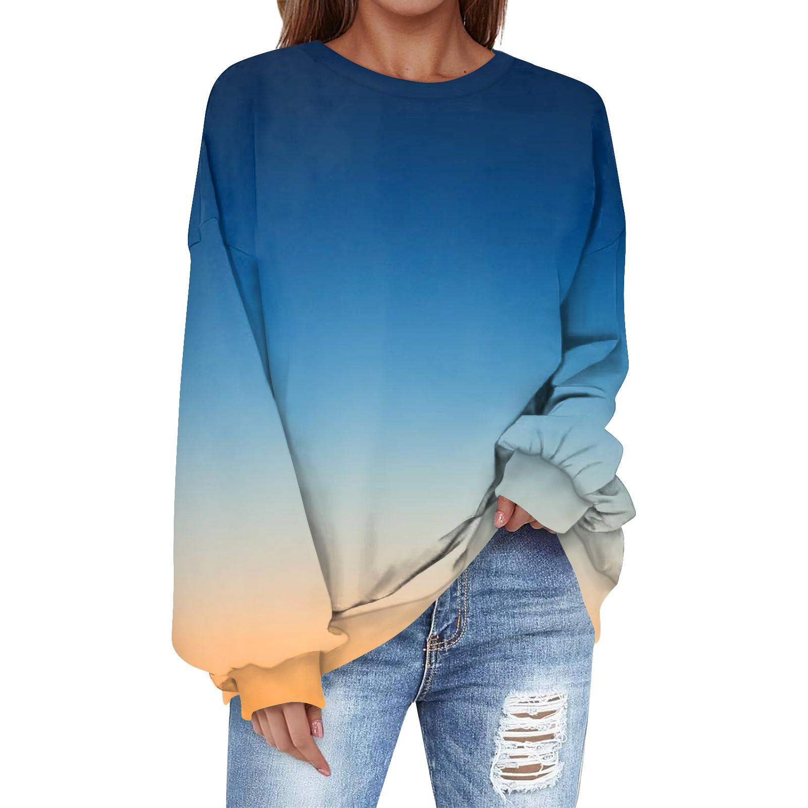 Толстовка большого размера для женщин с круглым вырезом и принтом — фото 11