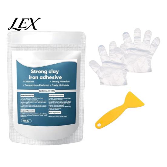 Multi Purpose Hole Filler 1/3 Sets High Strength Multi-Purpose Repair Clay, Strong Clay Iron Adhesive with Scraper Epoxy Resin & Gloves, Putty 1 Set белый