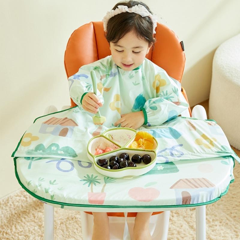 Śliniaki dla maluchów z długim rękawem, pełne ubranko ochronne, śliniaki niemowlęce z rękawami, ulepszenia dla dziecka